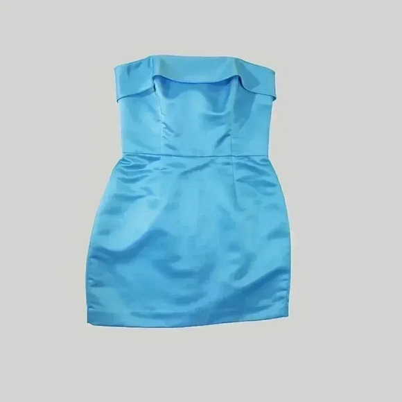 Vintage Betsey Johnson New Years Blue Strapless Mini Dress 10 Cocktail Formal - Picture 2 of 5